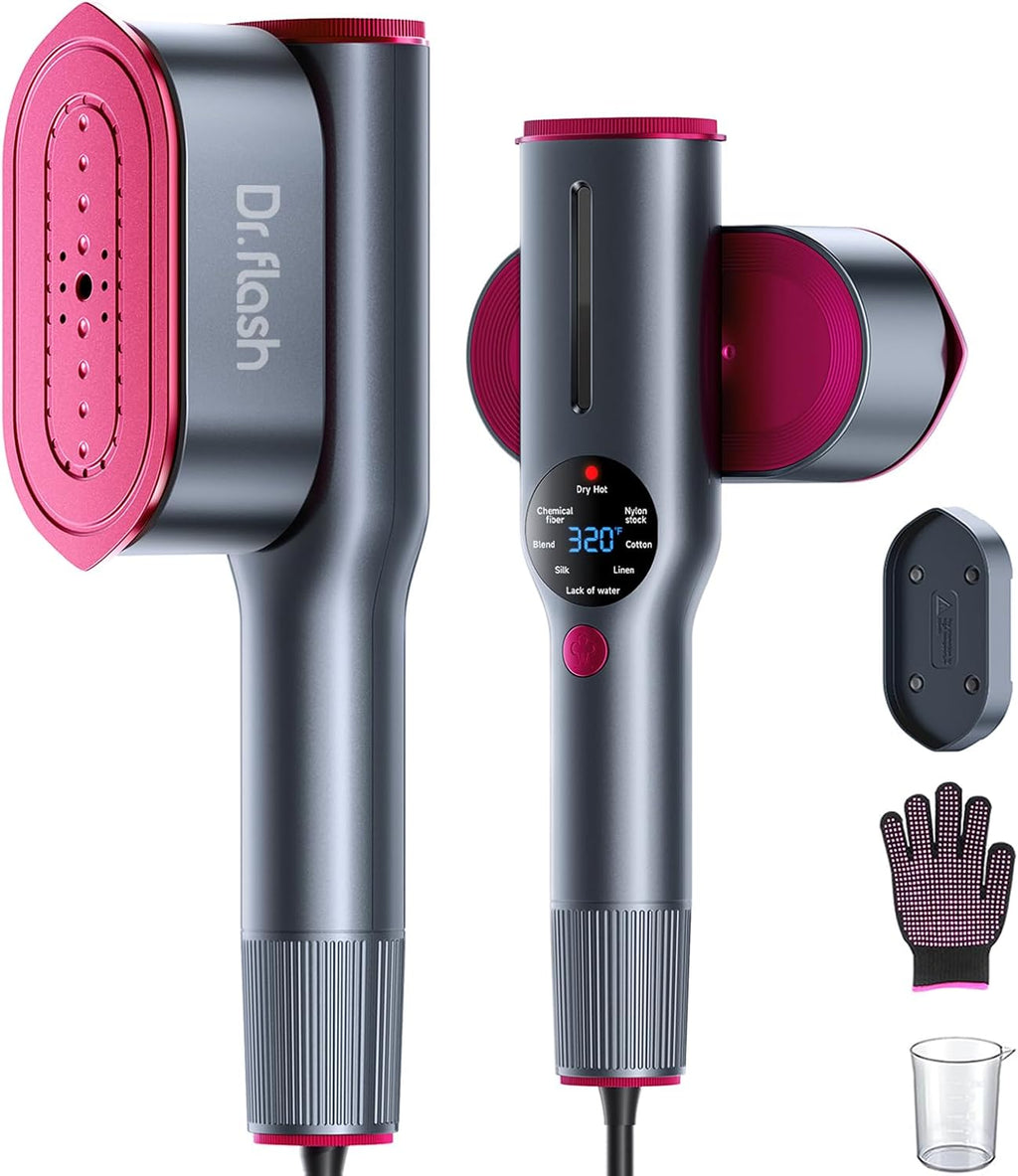 2-in-1 Portable Garment Steamer & Iron - 1200W Fast Heat Travel Clothes Steamer with 7 Fabric Modes, 90° Rotating Head & Compact Design for Home & Travel